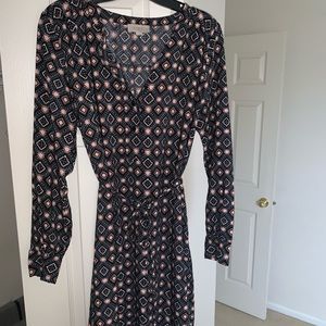 Loft Women's Long Sleeved Tie Waist Dress